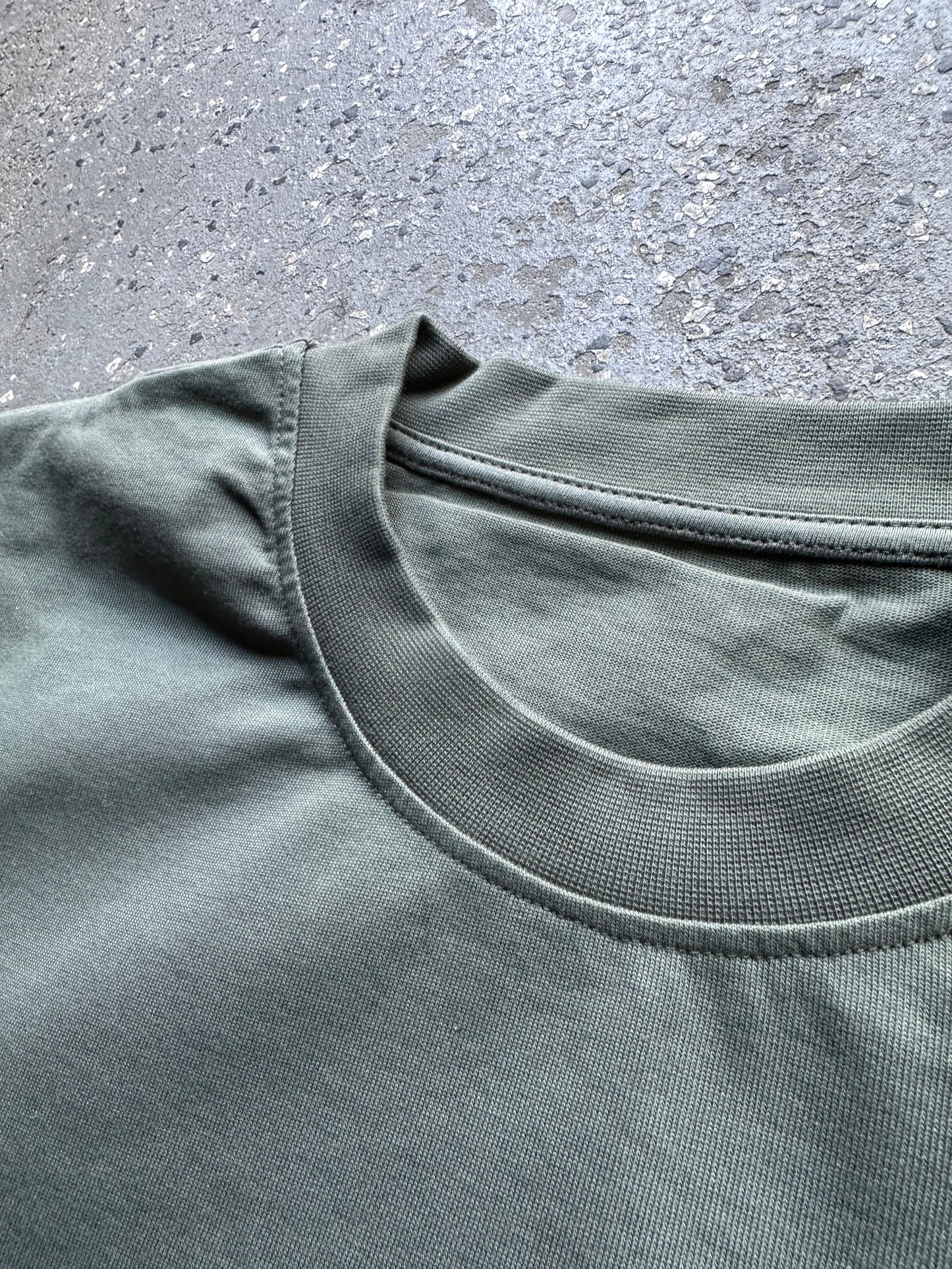 product image of neck, green t shirt